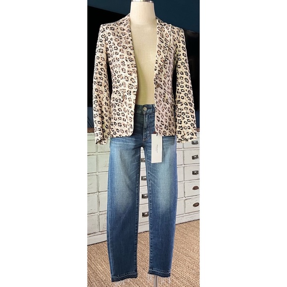 Joie Leopard 100% Linen Blazer 00 - Picture 3 of 12